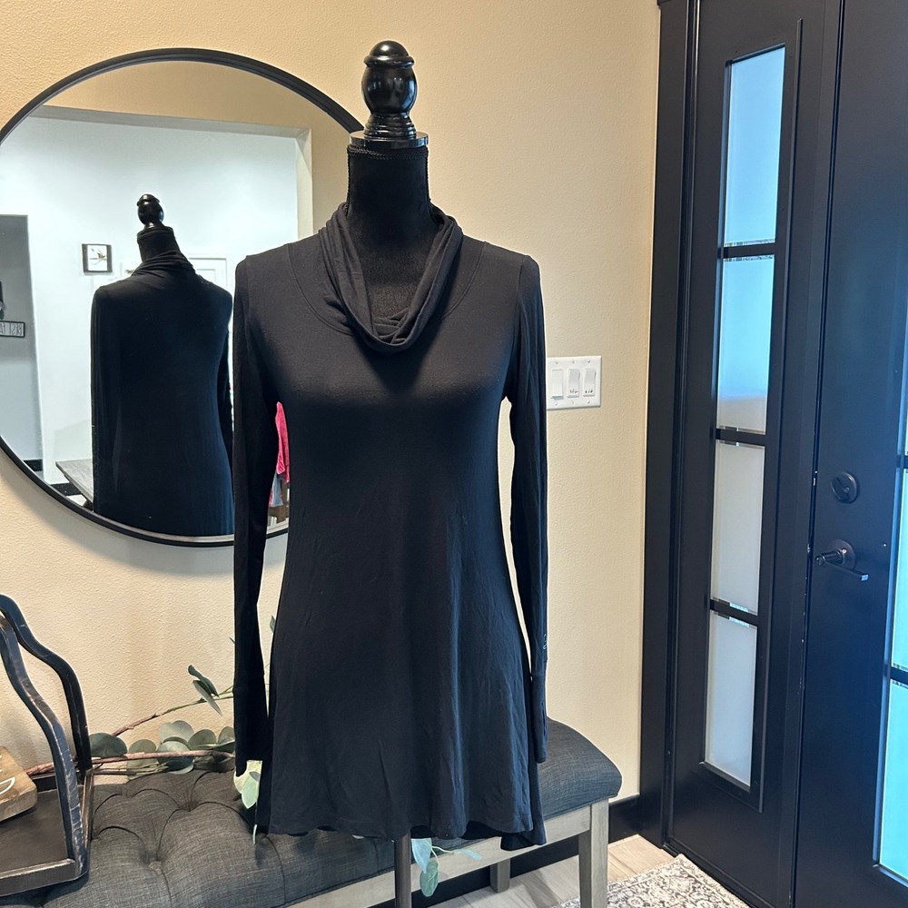 Cuddl Duds Softwear With Stretch Cowl Neck Tunic Top Black CD8218816 Small